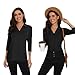 Soneven Womens 3/4 Sleeve Golf Blouses Long Sleeve Button Down Shirts for Women Work Blouses V Neck Collared Shirts