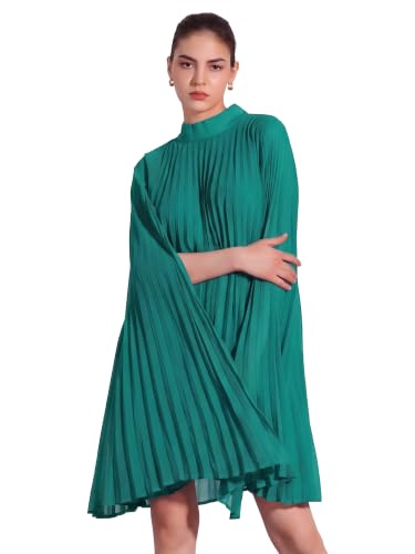 Image of Allegra K Women Chiffon Pleated Flowy Cloak Sleeve Cape Knee Length Dress