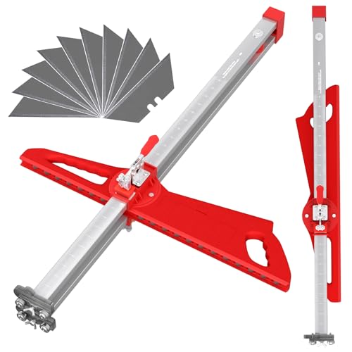 Foldable Drywall Cutting Tool,Can be cuts 1/4",3/8",1/2" & 5/8" Board,10 Utility Knife Blades & 19 Wheels | Dual Positioning System Gypsum Board Drywall Cutter for Home Renovation & Drywall Projects