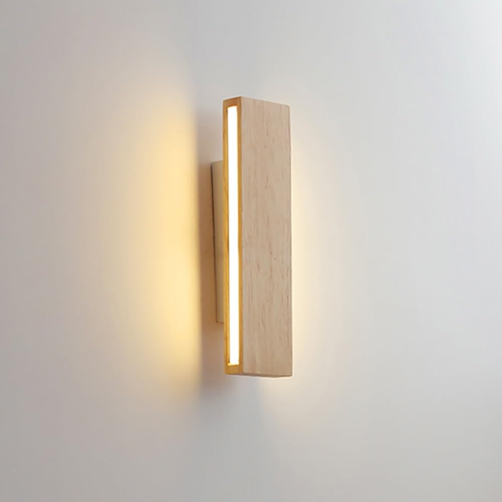 Wood Wall Sconce Lighting Fixture, Japanese Minimalist Indoor Vanity Light Fixtures, Up & Down Lamps for Bedroom, Living Room, Kitchen, Loft