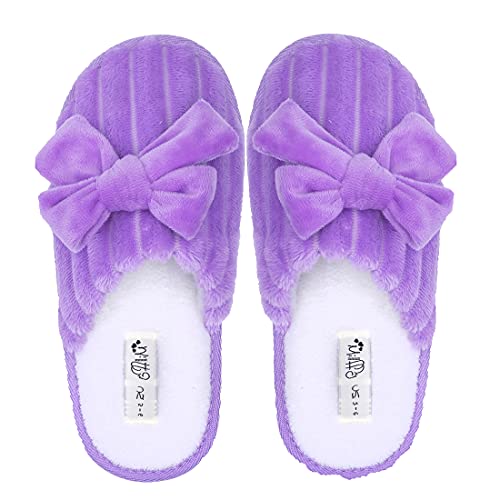 Millffy Zapatillas de casa con diseño de nudo de lazo y espuma viscoelástica para mujer, orquídea, 36/37 EU