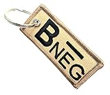  B- BNEG B Negative Fabric Blood Type Medical Emergency Llavero, talla única, Algodón