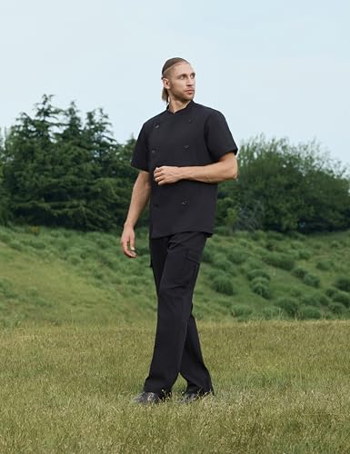 Tapered Chef Pants with Side Elastic Waistband and Cargo Pockets – Professional Kitchen Work Pants2