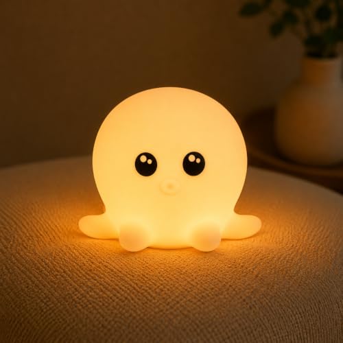 Winkee Mini Nachtlicht Kinder Bär, Touch Stilllicht 7 Farben, USB wiederaufladbar, BPA-freies Silikon, Baby Kinderzimmer Geschenk