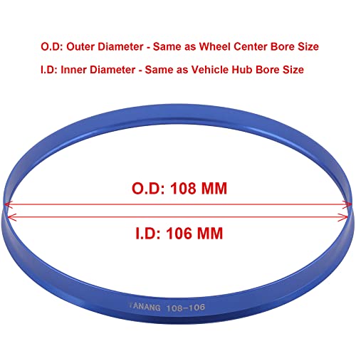 Image of 106 to 108 Hub Centric Rings (Pack of 4) Aluminium Alloy Wheel Center Rings Hubrings 108 to 106 ID=106mm OD=108mm