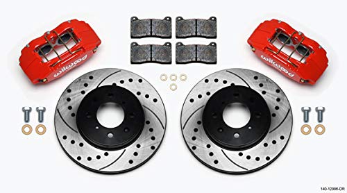 Brake System, Forged Dpha, Front, 4 Piston Caliper, 10.320 In Drilled / Slotted Iron Rotor, Offset Hat, Aluminum, Red Anodized, Acura Integra / Honda Civic / Fit 1990-2013, Kit #TOP4