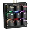 Koolertron Teclado mecánico macro con una mano, retroiluminación LED RGB portátil mini teclado mecánico para juegos OSU! Teclado 9 teclas totalmente programables interruptores azules