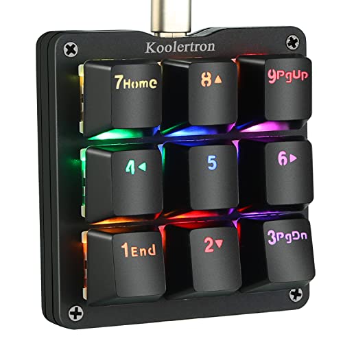 Koolertron One Handed Macro Mechanical Keyboard, RGB LED...