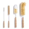 4 Pcs Bamboo Bottle Brush Set by HELLO NATURE – Long Handle Cleaning Brushes for Water Bottles, Baby Bottles & Glassware, Sustainable & Plastic-Free