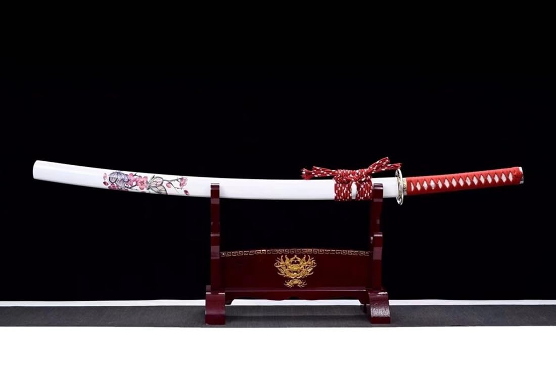 Purple Blade Full Tang High Carbon Steel Sharp Japanese Samurai Sword Cherry Blossoms Katana Home Decoration Collection Real Knife Saber