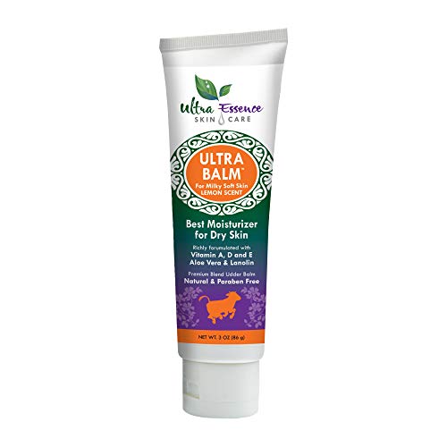Ultra Balm Daily Moisturizer For Dry Itchy Skin, Psoriasis and Eczema Relief That Contains Lanolin, Vitamins A, D & E, Aloe Vera, To Moisturize Face, Body, Dry Hands & Cracked Heels (Lemon)