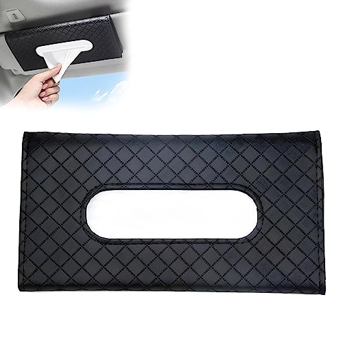 Image of Luxury Diamond Pattern Car Tissue Holder for Visor with Facial Tissues Black