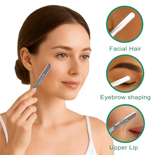 10R Dermaplaning Blades for Face, Sterile Surgical Stainless Steel Scalpel for Exfoliation & Peach Fuzz Removal, Individually Packed Box of 100, Professional Grade