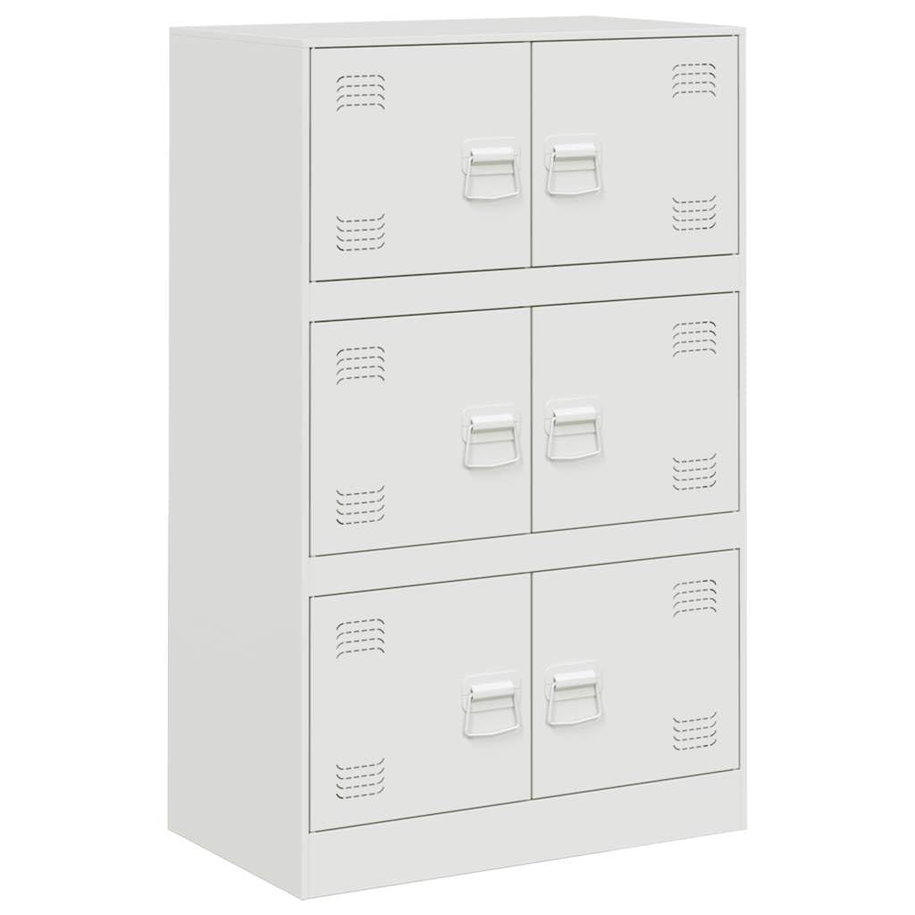 Credenza bianca 67 x 39 x 107 cm in acciaio con 6 ante
