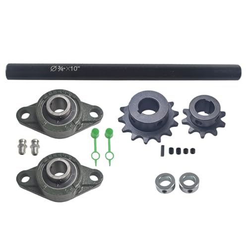 pinkhatcat Jackshaft Sprockets with UCFL204 Pillow Block Bearings Go Kart Minibike Complete Jackshaft Kit 3/4