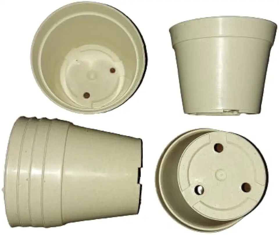 Kit 10 Vasos Mini para Suculentas, Plástico Branco, 7cm, Ideal para Plantas Pequenas (Areia)