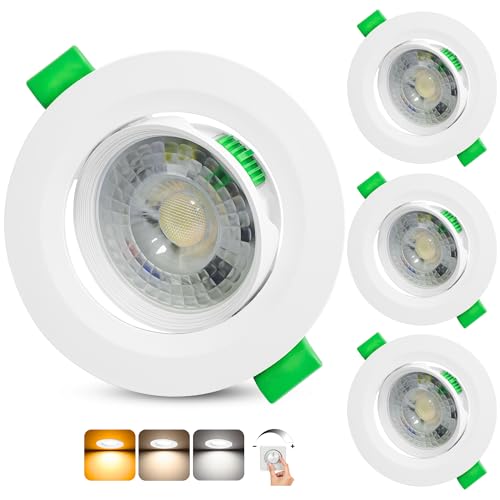 Aulaiyi Spot LED Encastrable Dimmable 230V, 5W 500LM Spots de Plafond Orientable Blanc Chaud Blanc Neutre Blanc Froid Réglable, Extra Plat IP44 Spot Salle de...