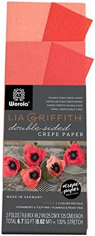 Lia Griffith Extra Fine Crepe Paper Folds Rolls, 10.7-Square Feet, Assorted Colors (LG11018), 50 x 200cm
