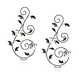 Hosley Set of 2 Iron Leaf Wall Sconce with Tealights 18 Inches High Large Scale Wall Decor Includes Free Tealights Glass Holder Ideal Gift Home Spa Party Wedding LED Tealight Candle Garden O3