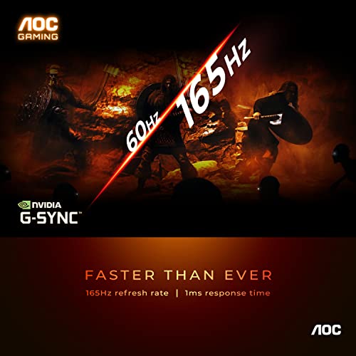 Image of AOC 27G2S 27 inch Gaming Monitor, Full HD 1920x1080, 165Hz 1ms, G-SYNC Compatible, 3-Year Zero-Bright-Dot, Black