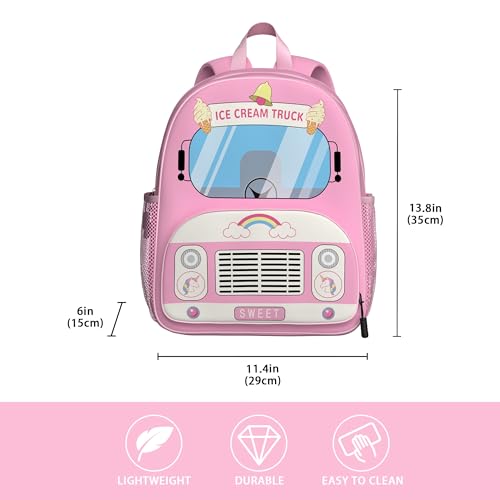 Image of Ice Cream Truck Toddler Backpack for Little Kids Water Resistance Kindergarten Preschool Bags Children Schoolbag Cute 3D Animal Cartoon Backpacks Gifts for Baby Boys Girls