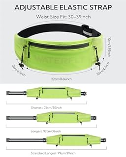 Waterfly Running Belt Bum Bag: Breathable Slim Waist Bag Phone Holder with Marathon Number Clip for Runners Jogging Exercise - Anti Theft Travel Wallet for Women Men Waistband