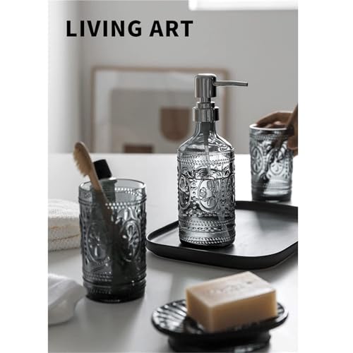 Accesorios de baño contra el desorden de botellas plásticas juego gris 7