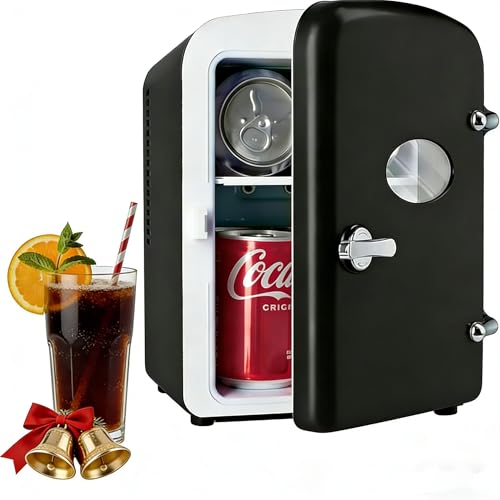 Image of Simple Deluxe Mini Fridge with Viewing Window, 4L /6 Can Portable Cooler & Warmer, Freon-Free Small Refrigerator for Skincare, Drinks, Snacks & Cosmetics, Black