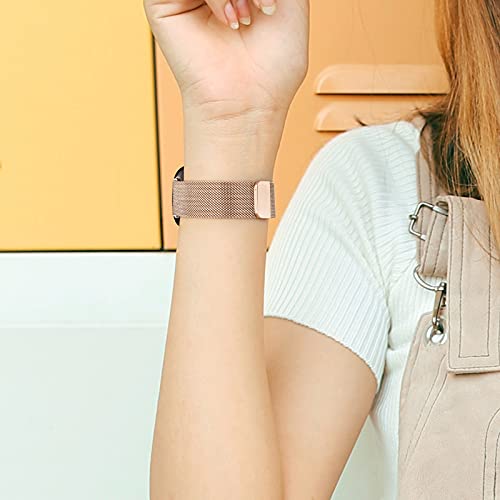 Image of Amzpas Bands Compatible with Fitbit Versa 3 Fitbit Sense, Breathable Stainless Steel Loop Mesh Magnetic Adjustable Wristband for Fitbit Versa 3 / Sense for Women and Men
