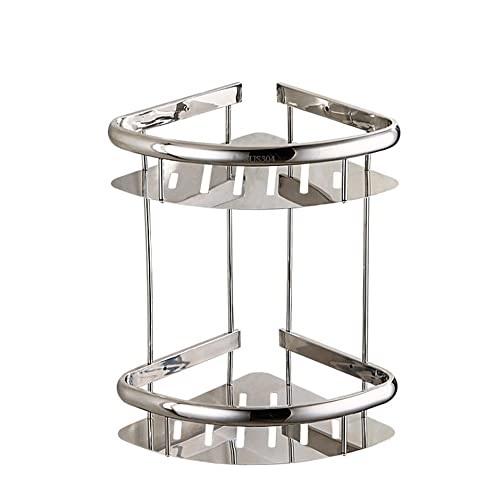 Estante de ducha esquinero de acero inoxidable 304 – Estante de baño de 2 niveles montado en la pared, cesta de almacenamiento de cromo pulido para accesorios de baño