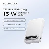 EcoFlow Qi2 Magnetic Powerbank 10000mAh 15W, Qi2-zertifiziert Wireless Power Bank 36W Kabelloses Magnetische Powerbank Tragbares Ladegerät für iPhone 17/16/15 Pro Max, Weiß – Ansicht 7
