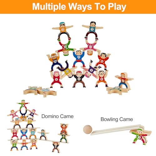 Hello Papaya Wooden Stacking Toys 16Pcs Balancing Building Blocks Game,Circus Hercules Acrobatic Troupe Interlock Toy,For 3 4 5 6 Years Old Kids Adults Toddler Puzzle Toys thumb #2