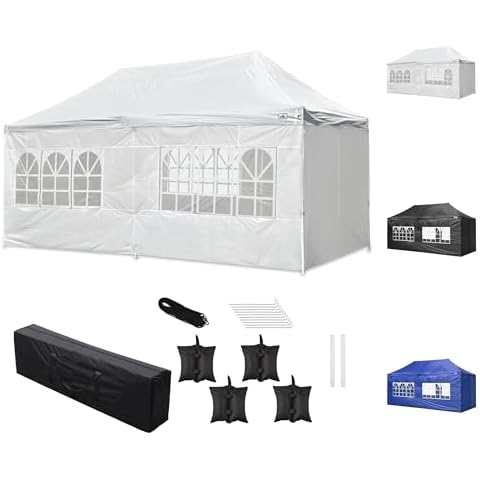 Instahibit 10X20 Tents for Parties Pop Up Canopy with Sidewalls Wedding Tent for Outdoor Backyard Party Heavy Duty Ez Up Canopy Walls with Windows Waterproof Cover