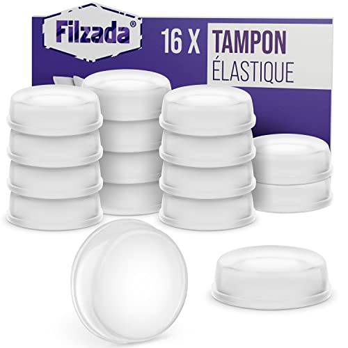 Filzada® 16x Tampon Porte Mural Autocollant Ø 18mm - butoir en Caoutchouc pour Armoire Murale Plateau de Table en Verre - butoir/Tampon élastique adhésif Cover