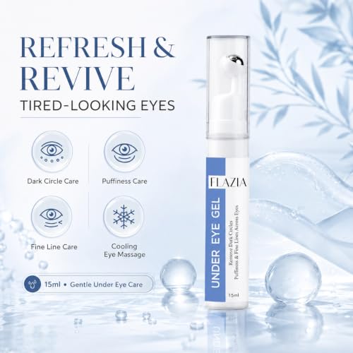 Image of EyeLift Hydrating Natural Under Eye Gel with Cooling Massage Roller to Reduce Dark Circles, Puffy Eyes, Wrinkles & Removal of Fine Lines for Women & Men - 15ml