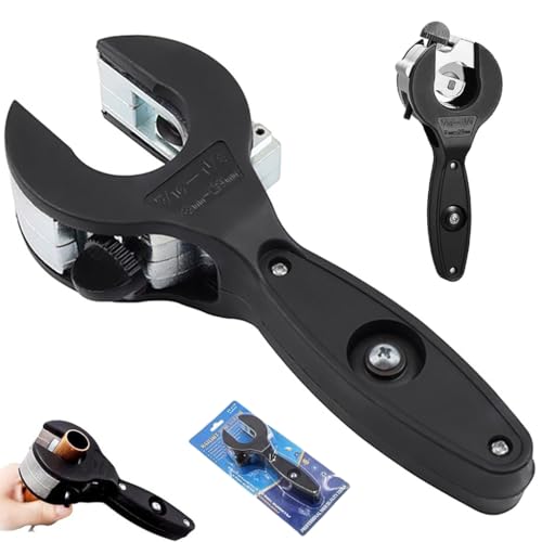 Ratcheting Tubing Cutter Heavy Duty Adjustable Pipe Cutting Tool with Replaceable Alloy Steel Blade for Copper Aluminum Iron Stainless Steel Conduit Plumbing HVAC Work (Black, 5/16