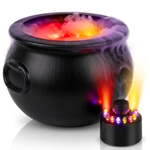 PMU 2pc Cauldron Set, 12in Black Cauldron w/Mist Maker & Multicolor Fogger