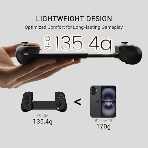 GameSir X5 Lite Type-C Mobile Gaming Controller for iPhone (USB-C), Android & HarmonyOS Phones,Lightweight Design, Hall Effect Sticks, Supports Radiator & Pass-Through Charging (Black) - Görsel 4