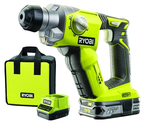 RYOBI - Perforateur SDS+ Sans Fil 18V ONE+ R18SDS-125S – 4 Modes, Mandrin SDS+, Batterie 2.5Ah + Chargeur Inclus, Idéal Béton et Maçonnerie