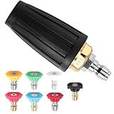 Qimshemi Pressure Washer Tips Rotating Turbo Nozzle, 4000PSI Max Power Washer Accessories Parts, with 7pcs Spray Jet Nozzles Kit Attachment&1/4 IN Quick Connector, for Cleaning Concrete, Brick Surface