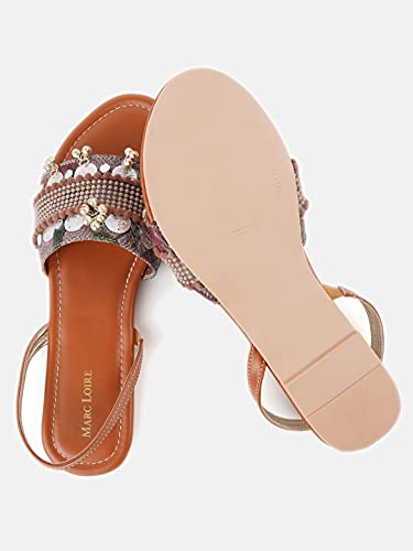 Image of Marc Loire Women's Embroidered and Embellished Flat Fashion Sandals