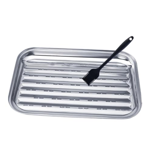 JOINPAYA 1 Juego Placa De Parrilla Sartén De Horno Utensilio De Barbacoa Herramienta Bandeja De Placa De Barbacoa Utensilios De Cocina Para Acampar Moldes Para Hornear Acero Inoxidable