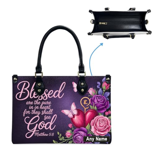 Personalized Leather Handbag with Your Name and Zipper, Perfect Gifts for Christian Gifts For Women - Mother's Day Gifts, Church Bags for Women, Bible Bag, Purses For Moms, Personalized Bags RcdNX34