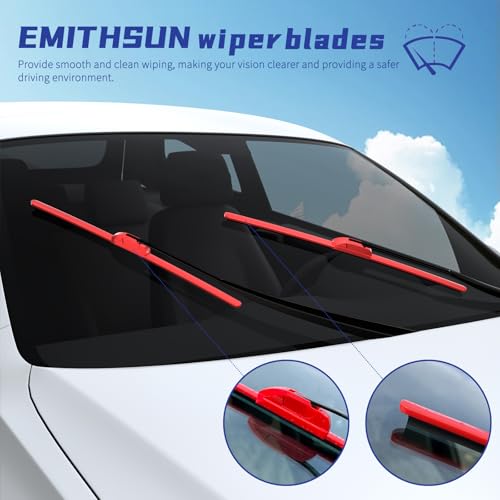Image of OEM QUALITY 24 inch + 20 inch Premium All-Seasons Durable Stable And Quiet Red Windshield Wiper Blades (Set of 2)