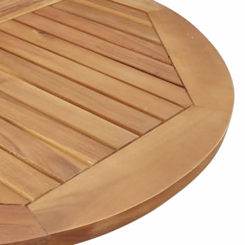 Mesa de patio de madera maciza de acacia Ø110x75 cm redonda para terraza 5