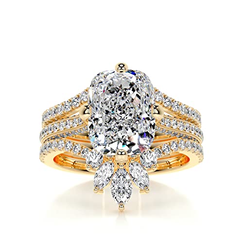 3.25 Carat (ctw) 3pcs Cushion Cut Moissanite Wedding Sets for Women, 925 Sterling Silver Engagement Wedding Ring Set for Her3