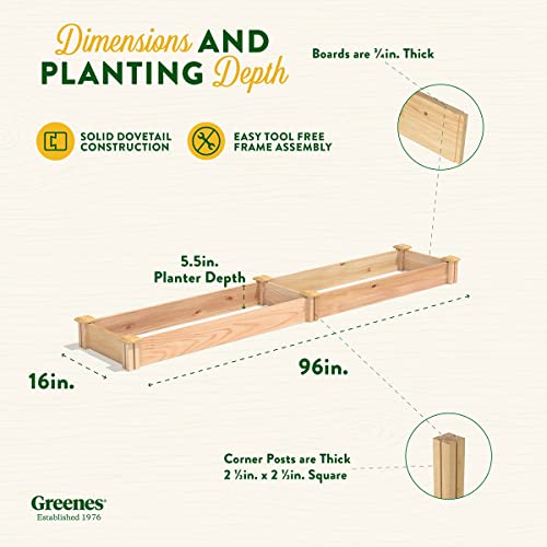 Greenes Fence Premium Cedar Raised Garden Bed, 16" X 96" X 5.5" - Made In Usa With North American Cedar #TOP7