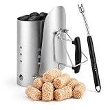 Realcook Charcoal Chimney Starter BBQ: Rapid XL BBQ Chimney Starter Set with Tumbleweed Fire Starters & Grill Lighter for Kettle Grills Smokers Backyard Barbecue Outdoor Lawn Patio & Camping