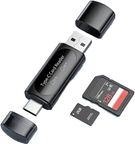 4-in-1 USB Mini SD Card Reader – Type-C/USB-A Dual Slot Memory Card Adapter for Micro SD & SD Cards, High-Speed Data Transfer for PC, MacBook, Galaxy, Tablet, Huawei & More – No Battery Required