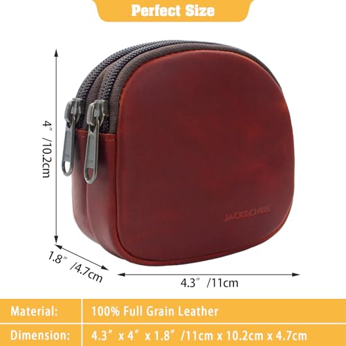 Image of Jack&Chris Coin Purse for Men, Genuine Leather Mini Coin Wallet Zipper Pocket with Back Belt Loop, Coin Bag for Men